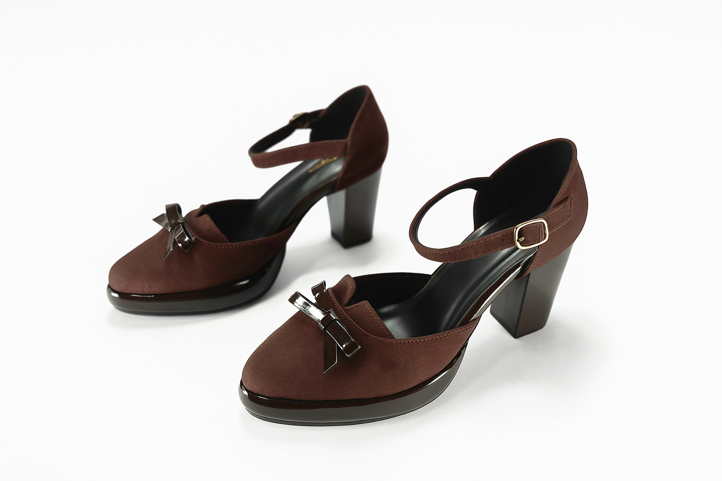 Brown Block Heel Sandals