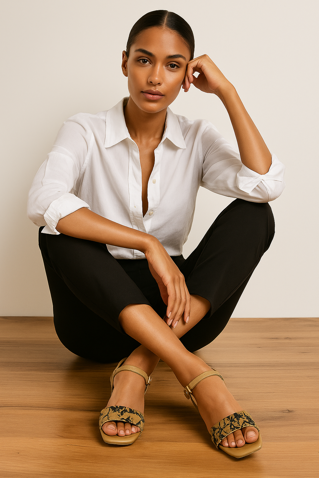 Classic Beige Block Heel Sandals