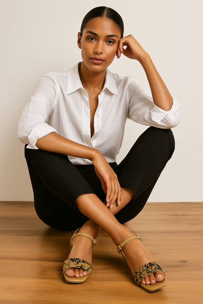 Classic Beige Block Heel Sandals