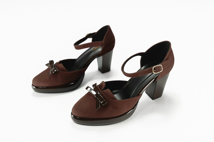 Brown Block Heel Sandals