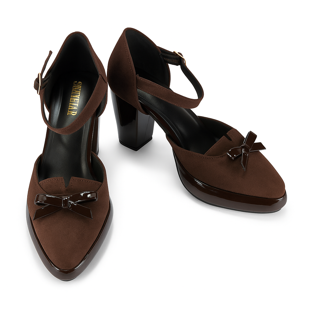 Brown Block Heel Sandals