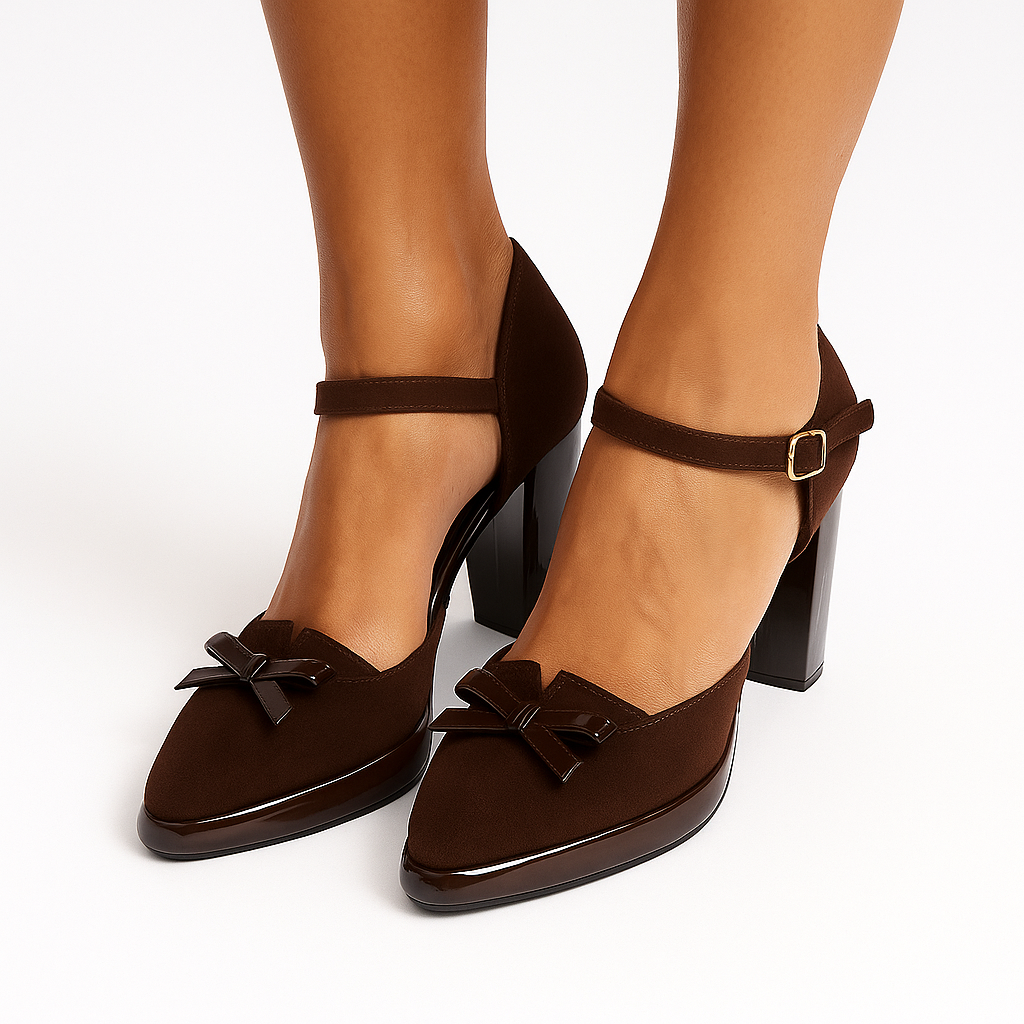 Brown Block Heel Sandals