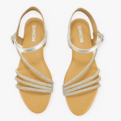 Crystal Shine Strappy Flat Sandal