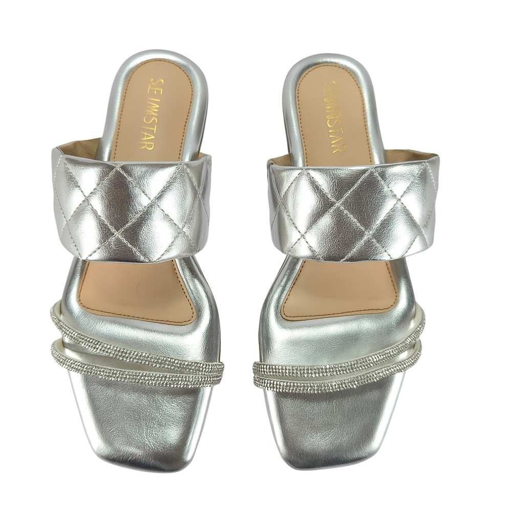 Silver Diamond Laced Flats