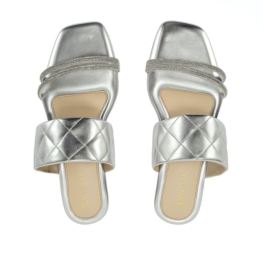 Silver Diamond Laced Flats