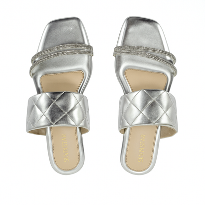 Silver Diamond Laced Flats