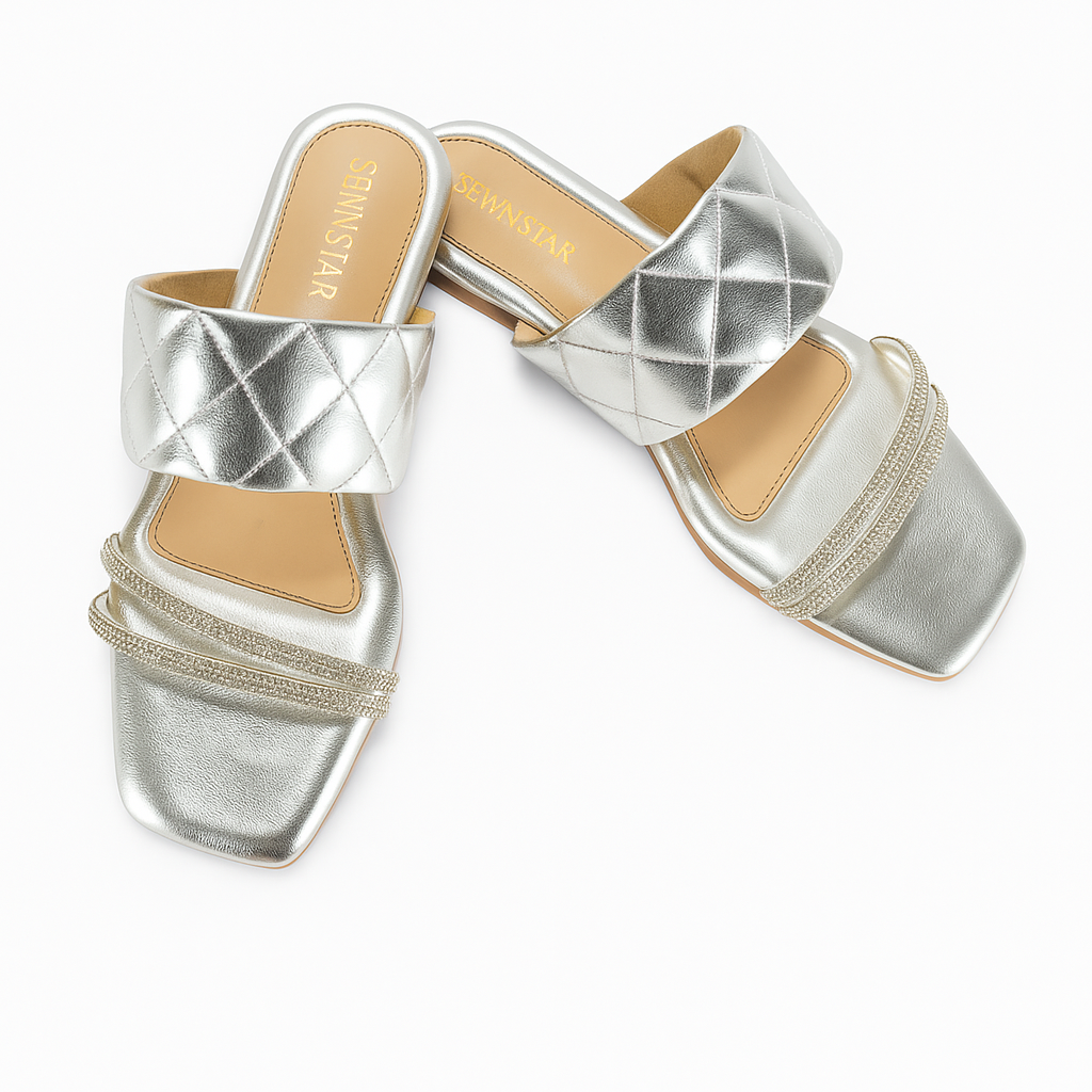 Silver Diamond Laced Flats