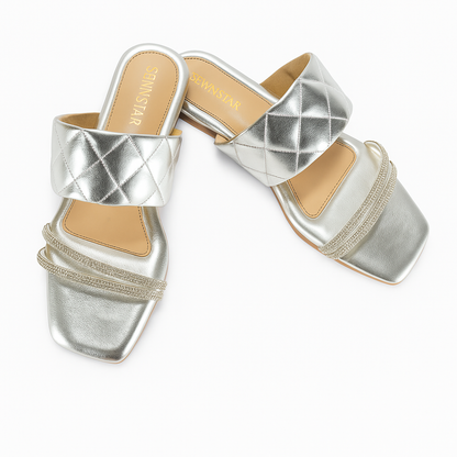 Silver Diamond Laced Flats