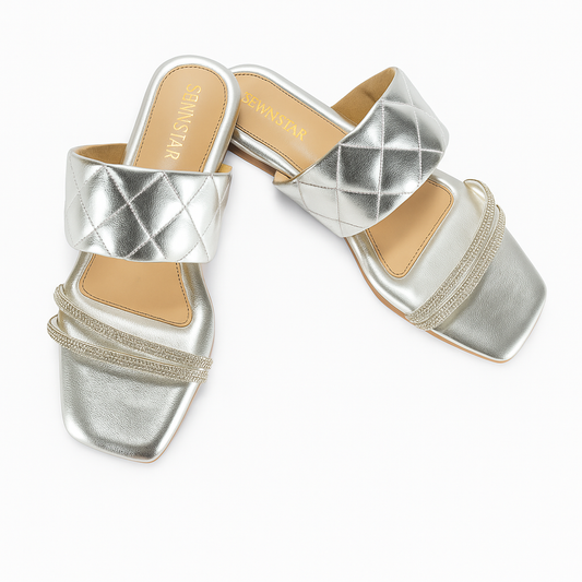 Silver Diamond Laced Flats