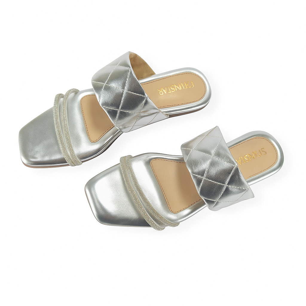 Silver Diamond Laced Flats