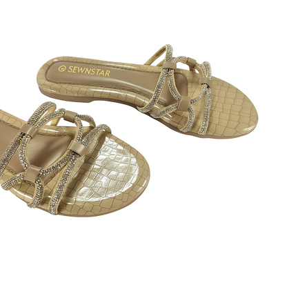 Beige Diamond Laced Flat