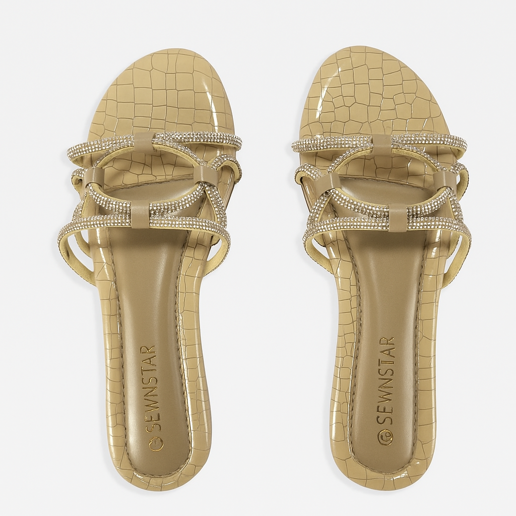 Beige Diamond Laced Flat