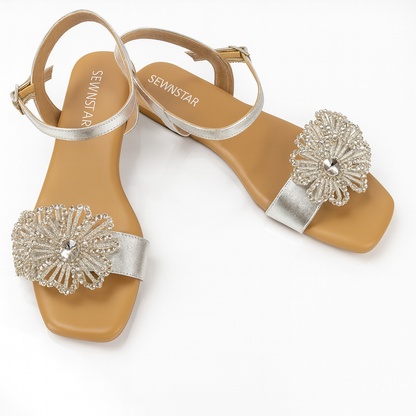 Flora Crystal Flats (Silver)