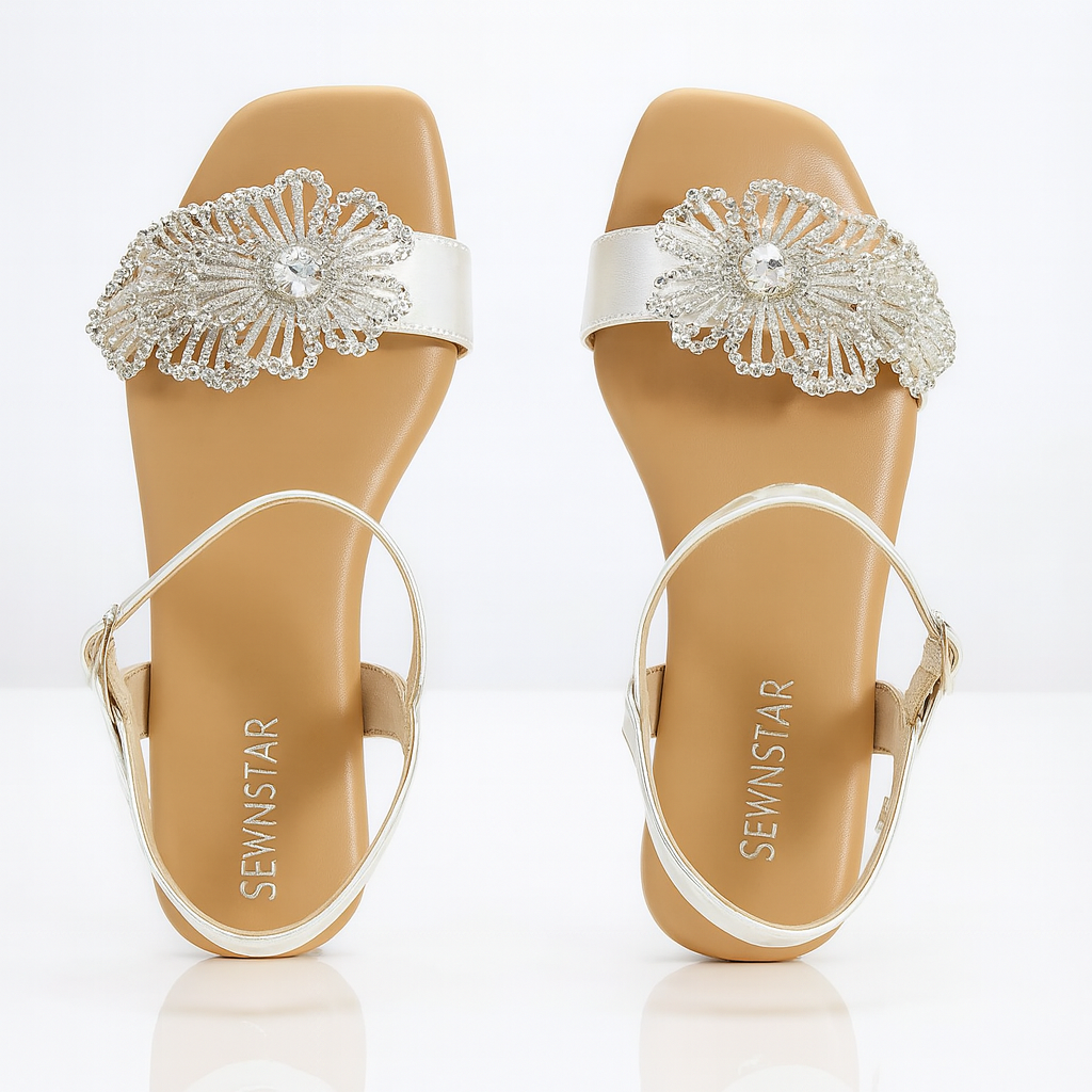 Flora Crystal Flats (Silver)