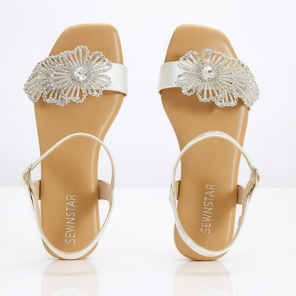Flora Crystal Flats (Silver)