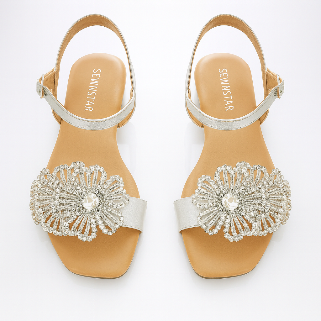 Flora Crystal Flats (Silver)
