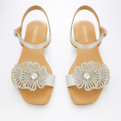 Flora Crystal Flats (Silver)