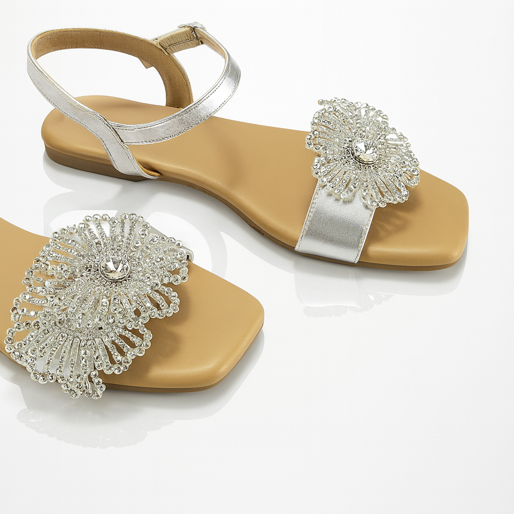 Flora Crystal Flats (Silver)