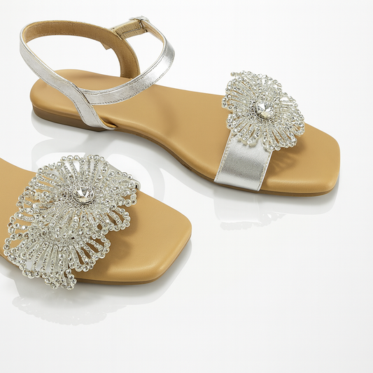 Flora Crystal Flats (Silver)