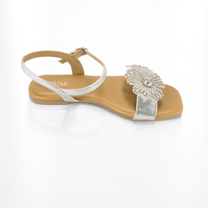 Flora Crystal Flats (Silver)