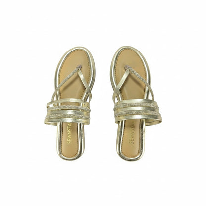 Golden Strappy Flats