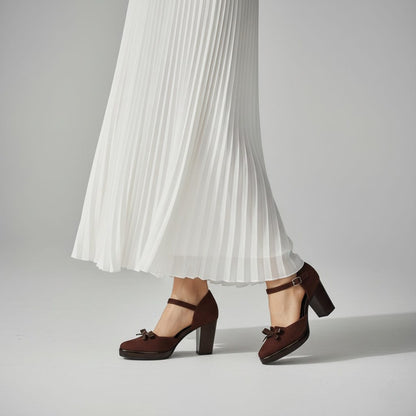 Brown Block Heel Sandals