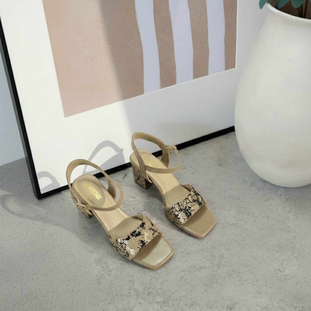 Classic Beige Block Heel Sandals