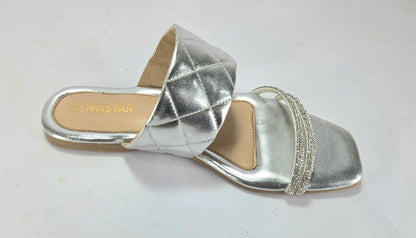 Silver Diamond Laced Flats