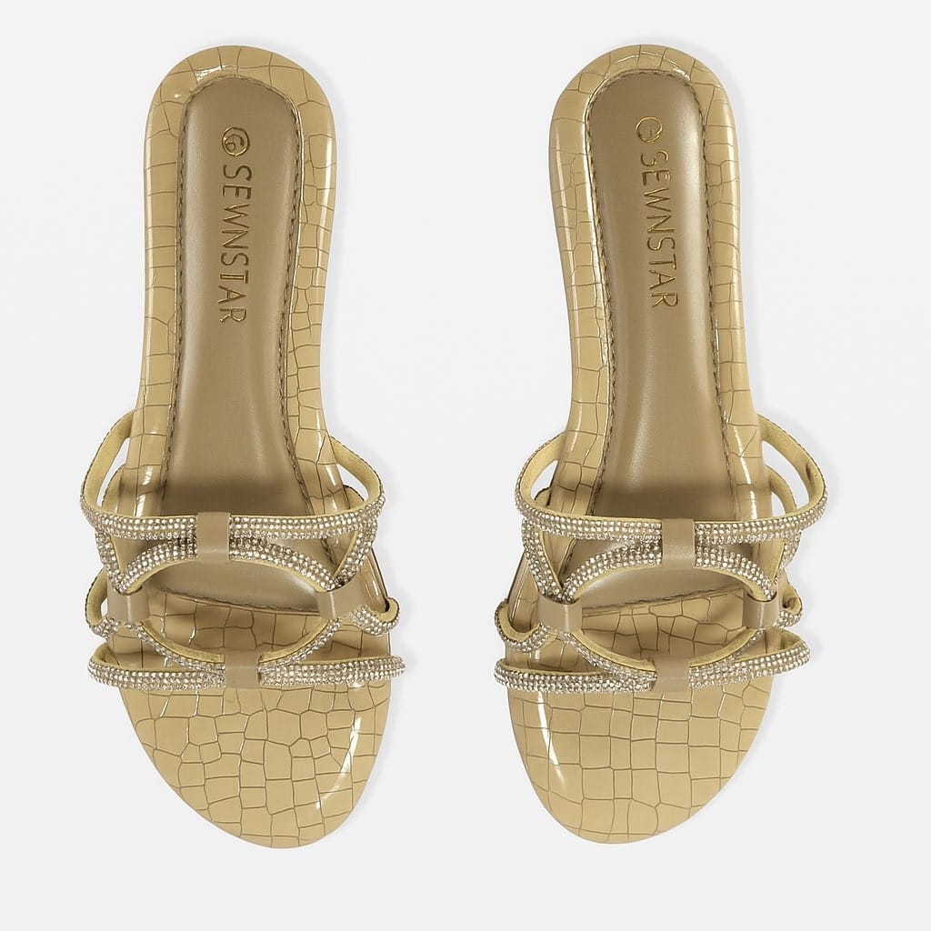 Beige Diamond Laced Flat