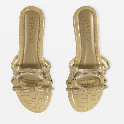 Beige Diamond Laced Flat