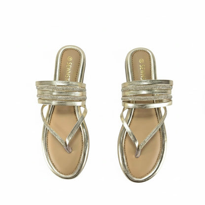 Golden Strappy Flats