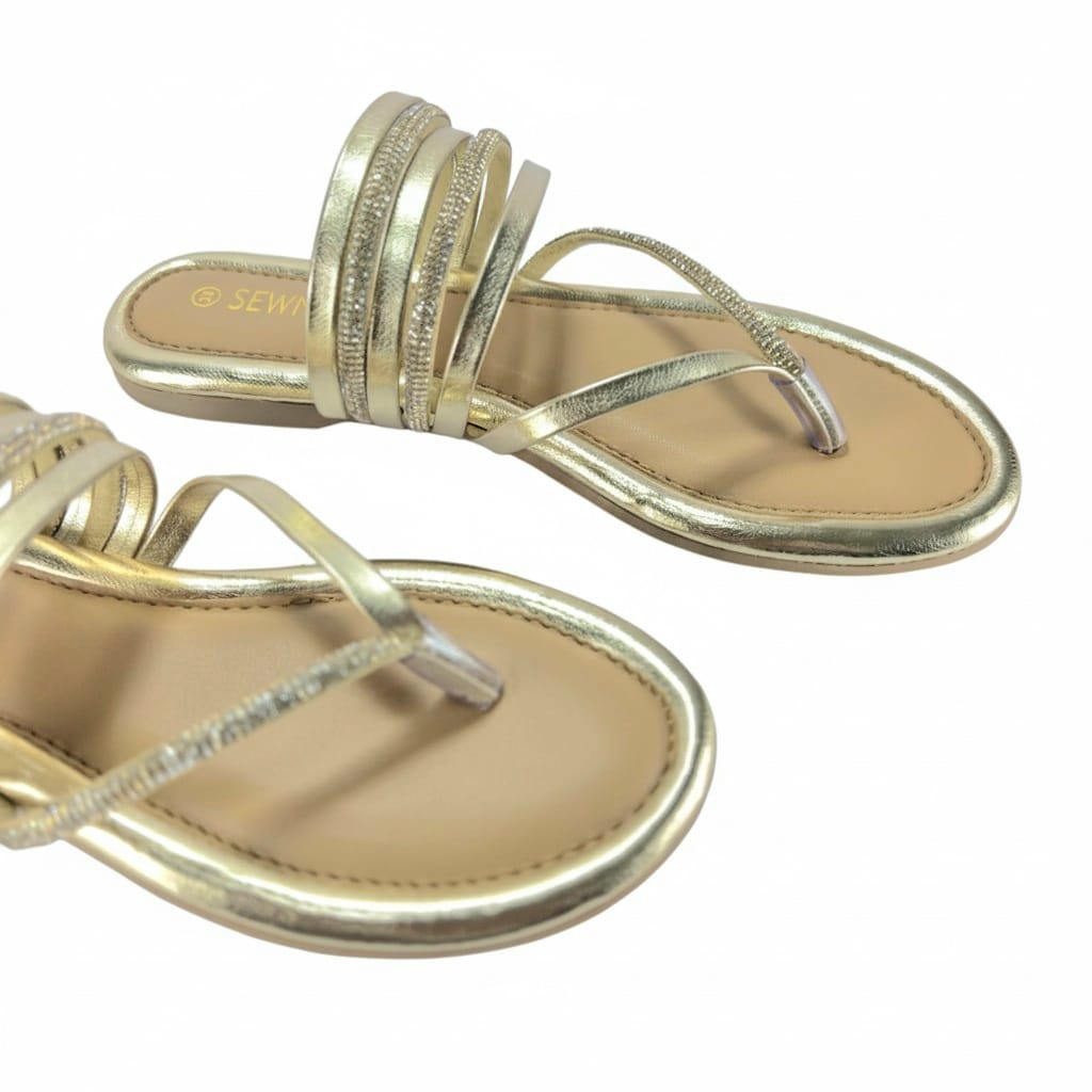 Golden Strappy Flats