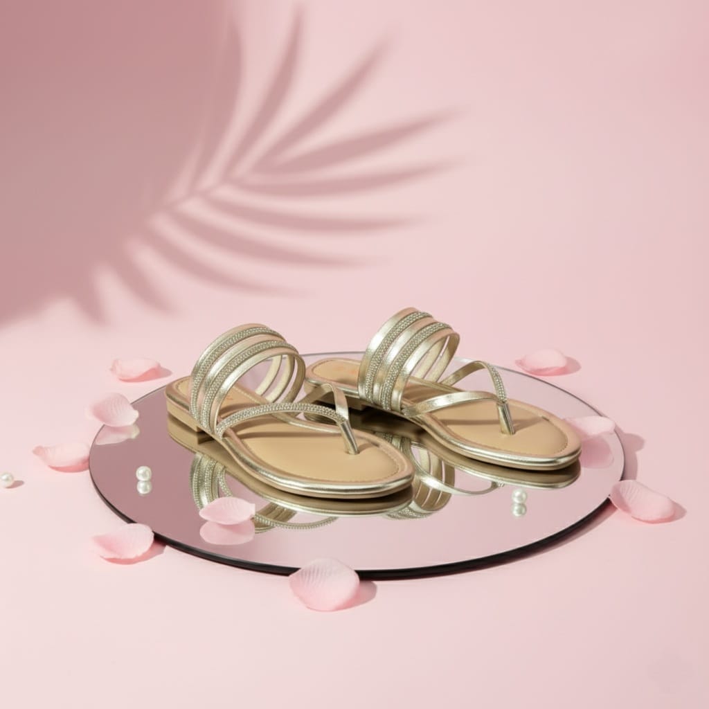 Golden Strappy Flats